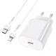 Зарядное устройство с быстрой зарядкой + кабель Lightning Apple HOCO N22 |1Type-C, 25W| Белый - изображение 3