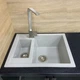 Кухонная мойка гранит ADAMANT Duplex 610x495x200 Светло-серый-09 с сифоном Nova - изображение 6