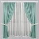 Короткі штори з гардинами для кухні Adagio Windows Decor Голуба м'ята у розмірах 2,8х1,7м - тюль, 1,45х1,7м (2шт) - штори - изображение 1