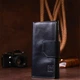 Добротный вертикальный клатч унисекс на хлястике с магнитом GRANDE PELLE 11221 Синий - изображение 8