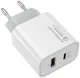 Сетевое зарядное устройство ColorWay Power Delivery Port PPS USB (Type-C PD + USB QC3.0) (30W) White (CW-CHS037PD-WT) - изображение 2