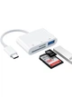Перехідник Type-C на 3 в 1 Micro SD, SD, USB-A Адаптер для Айфон (OTG / Зарядка) 0.1м до MacBook, iMac, iPad, Chromebook, Samsung, Xiaomi, Oppo, Nokia, Meizu, Honor | 0.1м - зображення 1