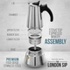 Кавоварка The London Sip Coffee Pot з нержавіючої сталі для індукційної плити, кава, як у барі, прямо до вашого дому з сучасним хромованим кавником, мідь, 3 чашки - зображення 8
