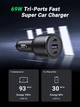 Автомобільний зарядний пристрій Ugreen CD239 69W 2xUSB Type-C PD + Fast Car Charger Black (UGR-20467) - зображення 4