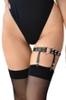 Гартер на ногу сердце с шипами из натуральной кожи Art of Sex Amber (1 шт.) Черный one size - изображение 1