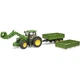 Спецтехника Bruder трактор John Deere 7R 350 с погрузчиком и прицепом (03155) - изображение 3