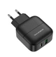 СЗУ BOROFONE BA46A Premium PD + QC3.0 with USB-A and USB-C out 3A Black - зображення 1
