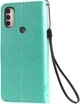 Чехол книжка Motorola E40 (чехол кот и дерево) Turquoise (30370-32) - изображение 2