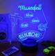 3D нічник у дитячу з метрикою дитини, LED світильник, нічник "Літак в небі" (16 кольорів світіння) з пультом на замовлення (НЧ0011) - зображення 1