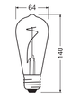 Лампа світлодіодна вінтажна 3.4W 220V 100lm 1800К E27 64x140mm філаментна [4058075760936] OSRAM vintage - зображення 3