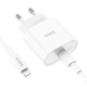Сетевое зарядное устройство HOCO C94A Type-C, 20W, 3A, QC/PD с Lightning кабелем и быстрой зарядкой white - изображение 3