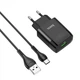 Мережевий зарядний пристрій з кабелем Hoco C72Q QC3.0 (1USB/2A) USB-type-C чорний - изображение 1
