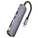 USB-хаб HOCO HB28 Type-C multi-function converter(HDTV+USB3.0+USB2.0+SD+TF+PD) Metal Gray - изображение 2