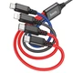 Кабель HOCO X76 USB to iP+Type-C+Type-C+Micro 2A, 1m, nylon, aluminum connectors Black+Red+Blue (6931474768650) - изображение 1