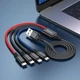 Кабель HOCO X76 USB to iP+Type-C+Type-C+Micro 2A, 1m, nylon, aluminum connectors Black+Red+Blue (6931474768650) - изображение 4