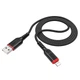 Кабель HOCO X59 USB to iP 2.4A, 1m, nylon, TPE connectors, Black (6931474744869) - изображение 4