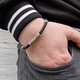 Массивный мужской браслет из шелка 23 см * 8 мм с серебряными вставками 925° пробы - изображение 3
