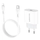 Зарядне мережеве BOROFONE BA61A Origin (PD 2.1A) Lightning-Type-C Білий - изображение 1