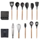 Силіконовий кухонний набір приладдя Kitchen Set 13 предметів (дерево+силікон) чорний - зображення 4