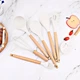 Силиконовый кухонный набор принадлежностей Kitchen Set 13 предметов (дерево+силикон) белый - изображение 5