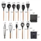 Силіконовий кухонний набір приладдя Kitchen Set 13 предметів (дерево+силікон) чорний - зображення 10