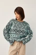 Джемпер oversize в українському стилі Заріна м'ятний One Size - изображение 7