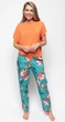 Піжама жіноча Cyberjammies Coco 9595-9571 14/L Помаранчевий із зеленим з квітковим принтом (5051877441507) - зображення 1