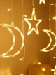 Гирлянда светодиодная с Новогодними фигурами Штора Луна Звезда 2.5x1м 138 LED 8 режимов тип света Тёплый белый - изображение 7