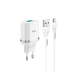 Мережевий зарядний пристрій Hoco C12Q Smart QC3.0 charger set (with micro-USB cable) White - зображення 1