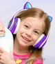 Беспроводные детские светящиеся LED наушники с кошачьими ушками Bluetooth 5.0 складные CAT VIV-23 со встроенным микрофоном Mp3 MicroSD и цветной подсветкой Фиолетовые - изображение 2