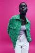 Твидовая зеленая рубашка в клетку от зара zara - м - изображение 1