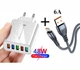 Сетевое Зарядное Устройство (блок питания)QC 3.0 на 5-USB порта + кабель USB 6A для зарядки белый (ML082-1) - изображение 1