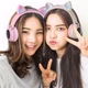 Бездротові Bluetooth навушники HOCO Cheerful Cat Ear W27 Котячі Вушка з мікрофоном та LED RGB підсвічуванням (W27P) Рожеві - зображення 3