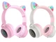 Бездротові Bluetooth навушники HOCO Cheerful Cat Ear W27 Котячі Вушка з мікрофоном та LED RGB підсвічуванням (W27P) Рожеві - зображення 5