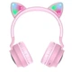 Бездротові Bluetooth навушники HOCO Cheerful Cat Ear W27 Котячі Вушка з мікрофоном та LED RGB підсвічуванням (W27P) Рожеві - зображення 6