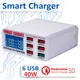 Швидка зарядна станція WLX-896 / цифрова індикація / 3.5A / 5xUSB / 1xUSB QC3.0 / 40W - зображення 1