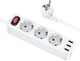 Мережевий зарядний пристрій Hoco NS2 3-position extension cord socket (including 3 х USB output) White (6931474765178) - зображення 1