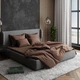Комплект постільної білизни сатин-люкс PAGOTI Minimal молочний шоколад (king size / 4×50×70 см) - зображення 1