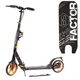 Дитячий двоколісний самокат Best Scooter Factor BS-98033 зі складною конструкцією, двома амортизаторами, ручними дисковими гальмами та підсклянником, Чорно-помаранчевий - зображення 1