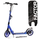 Детский двухколесный самокат Best Scooter Factor BS-72725 со складной конструкцией, двумя амортизаторами, ручным дисковым тормозом и подстаканником, Синий - изображение 1