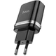 Мережевий зарядний пристрій швидкої зарядки Hoco N1 12 W з LED з USB роз'ємом та LED підсвічуванням порту та кабелем USB to Type-c у комплекті Чорний - зображення 4