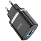 Мережевий зарядний пристрій швидкої зарядки Hoco N1 12 W з LED з USB роз'ємом та LED підсвічуванням порту та кабелем USB to Type-c у комплекті Чорний - зображення 6