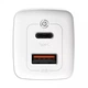 Сетевое зарядное устройство c быстрой зарядкой Baseus GaN2 Lite Quick Charger 65W (1 Type-C + 1 USB) для ноутбуков смартфонов планшетов CCGAN2L-B02 White - изображение 4
