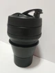 Складной силиконовый стакан с крышкой и трубочкой 350 мл Tonna Waist BLACK - изображение 2