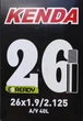 Камера велосипедна Kenda 26 x 1,90 / 2,125 AV вентиль 40 мм, у коробочці - зображення 1