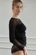 Кружевная футболка длинный рукав Janira 45121 black 46(L) Черный - изображение 4