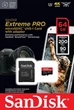 Карта памяти microSD 64GB SanDisk C10 UHS-I U3 R200/W90MB/s Extreme Pro V30 + SD (SDSQXCU-064G-GN6MA) - изображение 2
