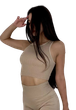 Топ в рубчик з мікрофібри Halter Top RIB Giulia Naturalle S/M Бежевий - зображення 1