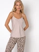 Piżama (koszulka + spodnie) Aruelle Ash piżama długa S Beige/Leopard (5904541436579) - obraz 3