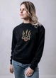 Жіночий світшот-вишиванка з вишивкою "Український тризуб червона калина" чорний Розмір L - зображення 1